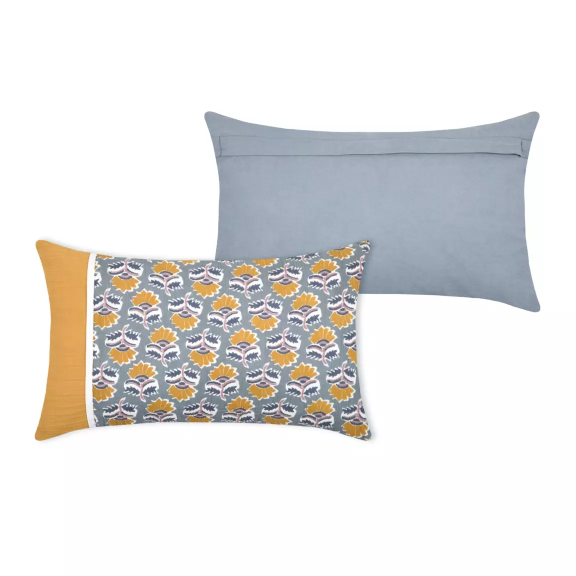 Coussin rectangulaire gaze de coton (50 cm) Sunda Bleu indigo