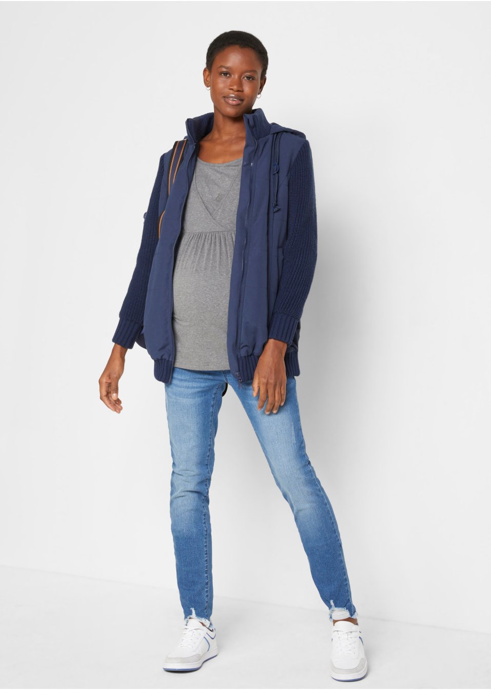 Veste de grossesse avec fonction portage avec manches en maille