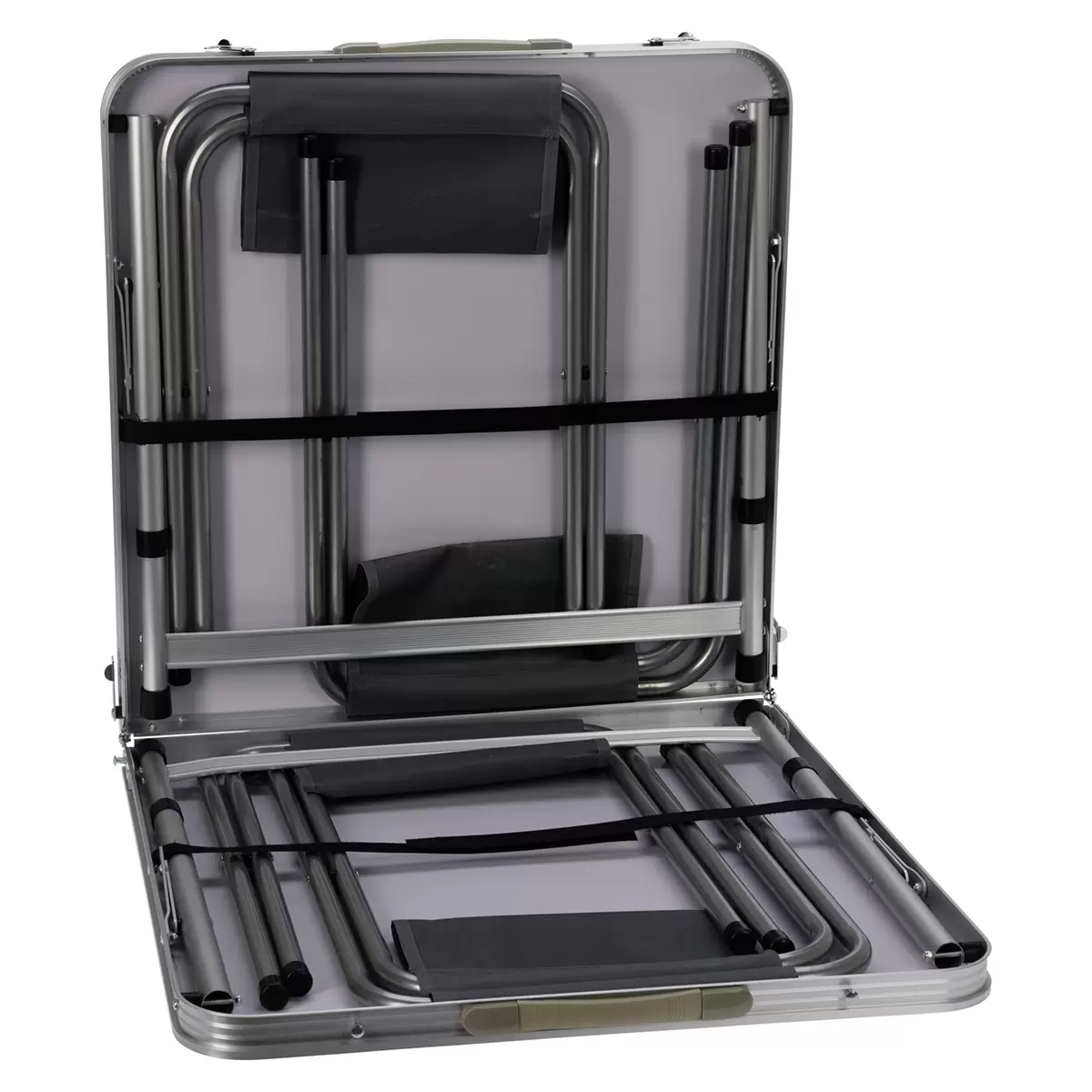 Camping Set Tisch mit 4 Stühlen grau,silber
