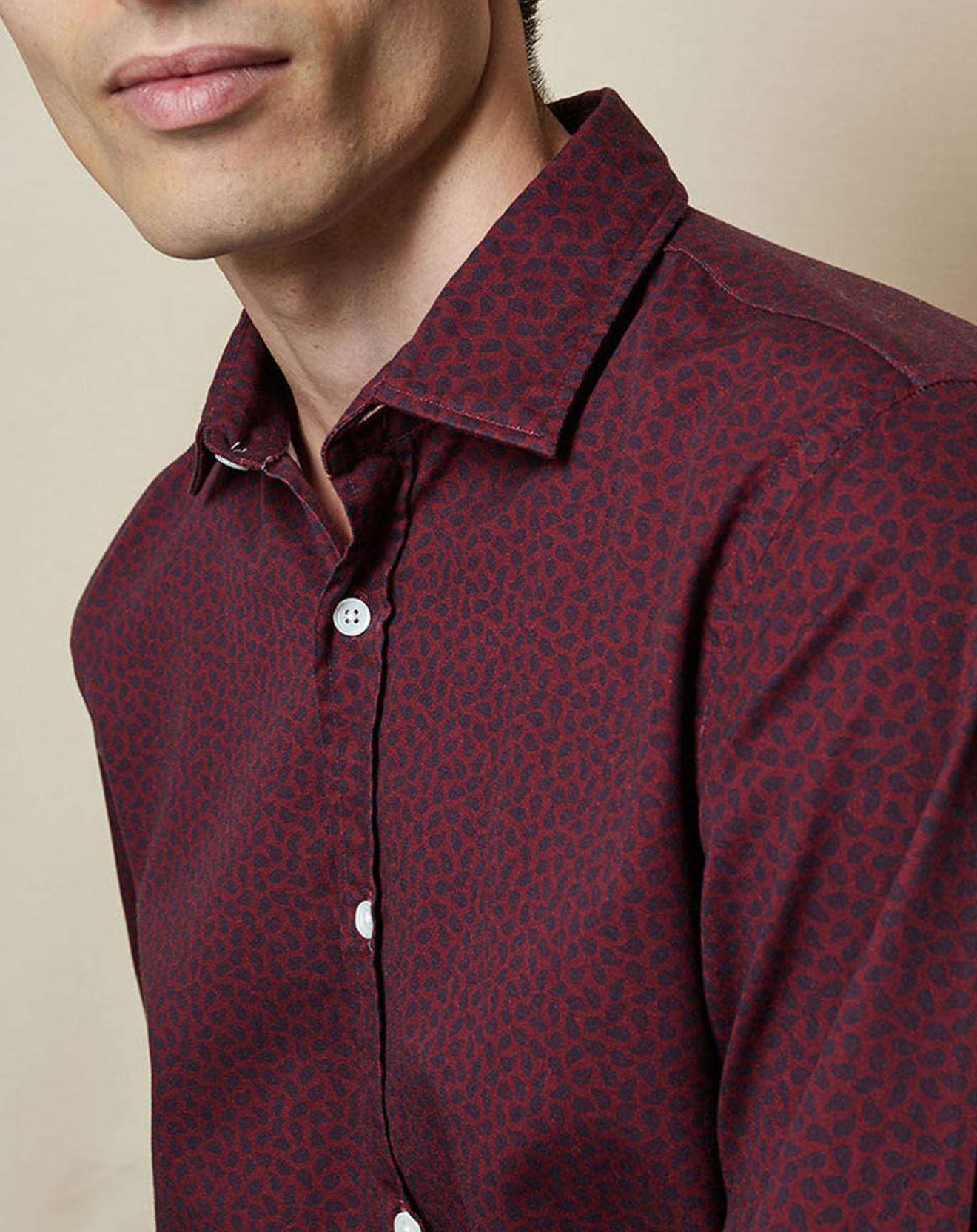 Hartford Chemise Slim Sammy imprimée rouge/marine