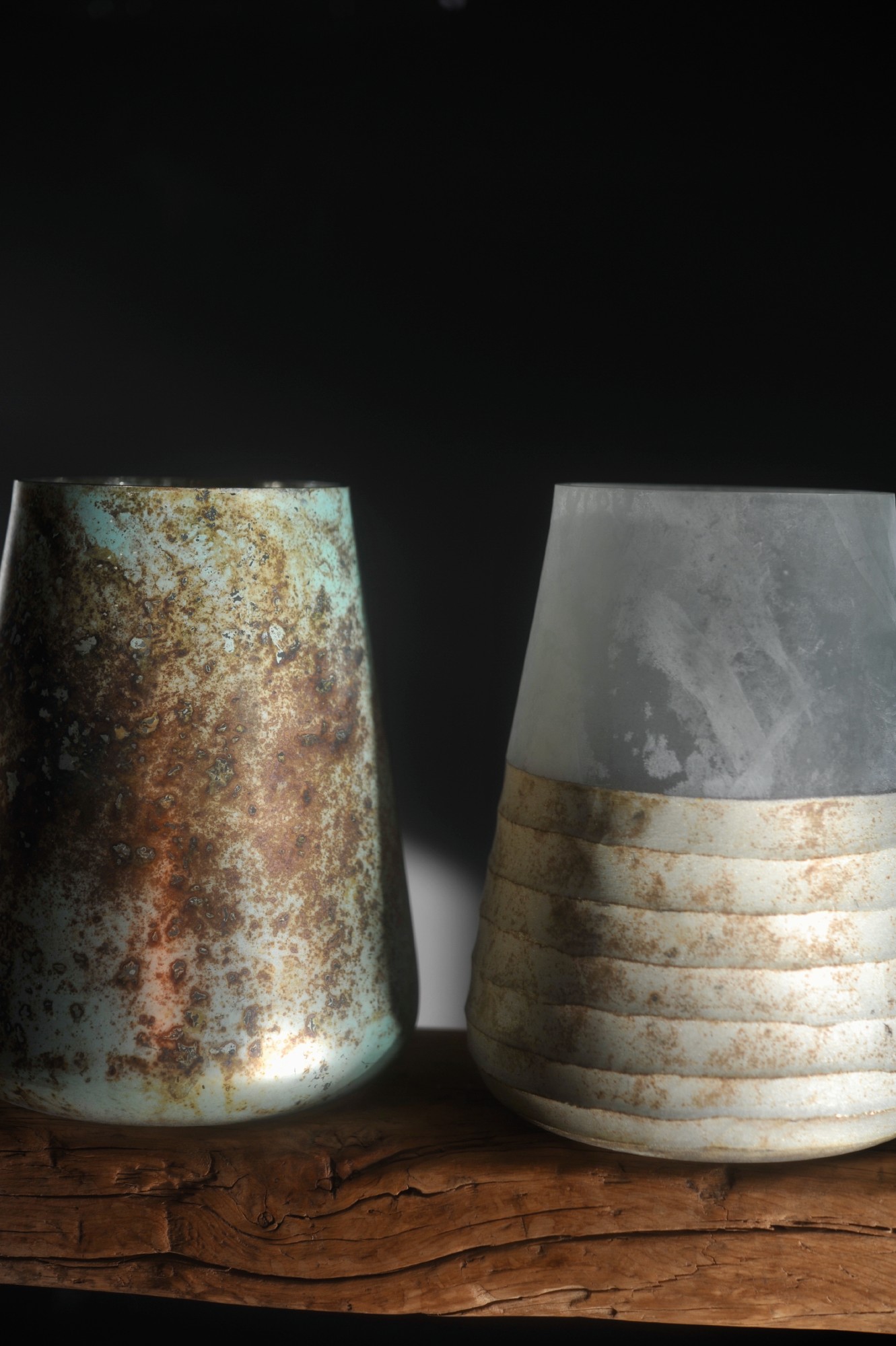 Windlicht 'Ocean', antik silber, weiß, Ø 13 cm, H 15 cm von fischer's lagerhaus