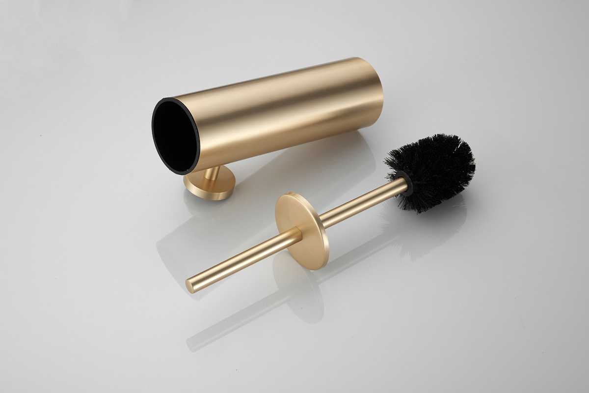 Saniclear Brass toiletborstel met wandhouder geborsteld messing mat goud