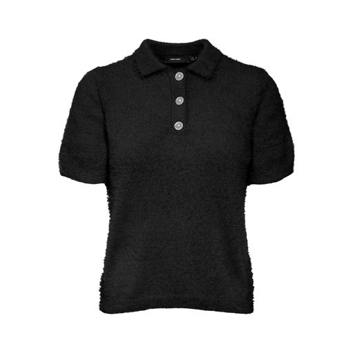 Vero Moda Bess Polo Striktrøje, Black, S