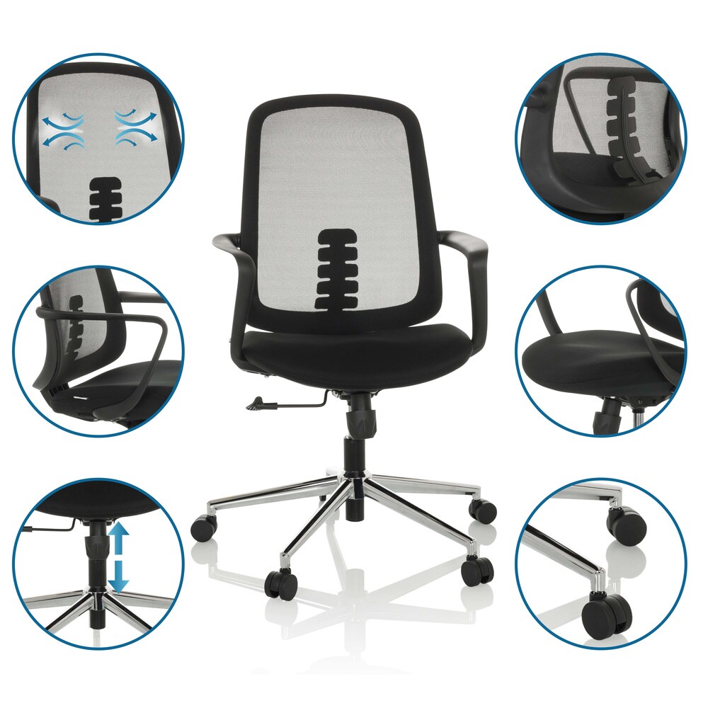 Home Office Bürostuhl SEDIOLO B Stoff/Netzstoff mit Armlehnen hjh OFFICE