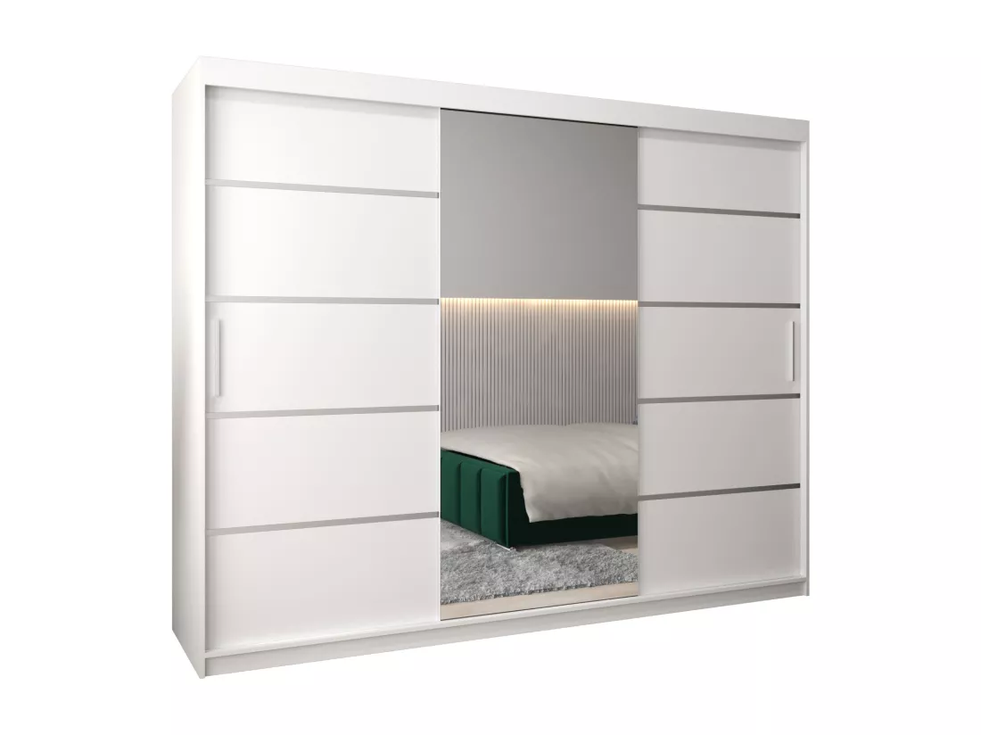 ARMOIRE VERONA 2 À PORTES COULISSANTES 200/250/62 3 Portes (Blanc/Blanc)