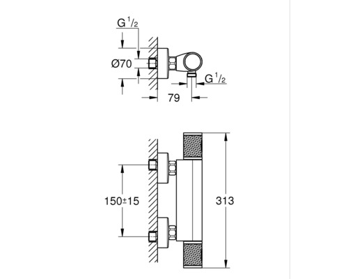 Grohe Quickfix douchemengkraan met thermostaat PRECISION FEEL chroom 34790000