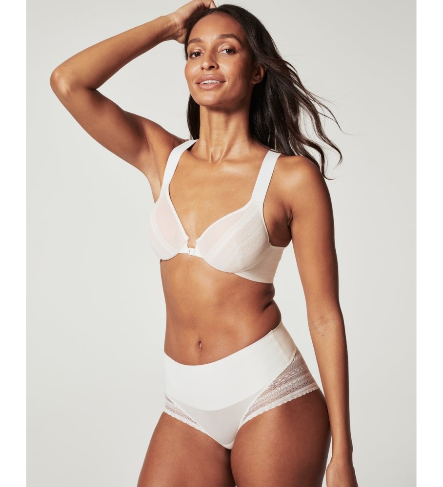 Calcinha de cintura alta SPANX com renda branca