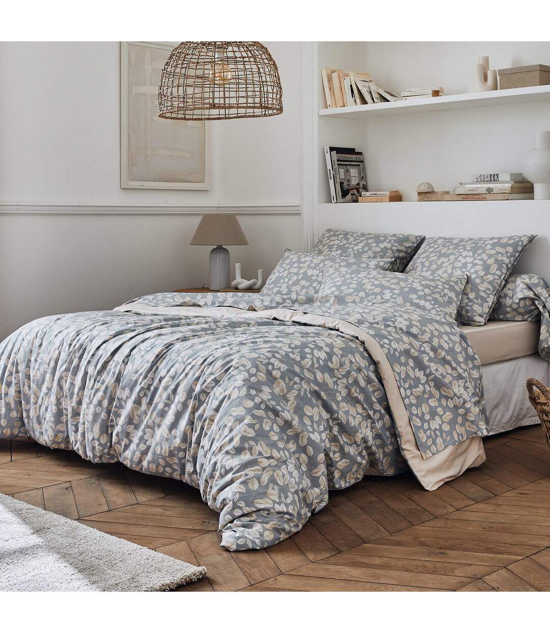 Drap plat 280x310 cm percale coton LISON gris