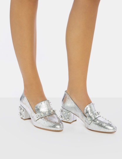 Metallic Silver Heels