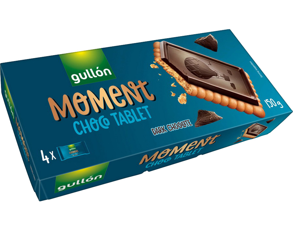 BOLACHA GULLON MOMENT CHOCOLATE TABLET NEGRO 150G