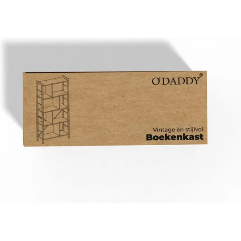O'DADDY Industrieel Boekenkast - 74x30x150cm - Vintage Bruin/Zwart Metaal