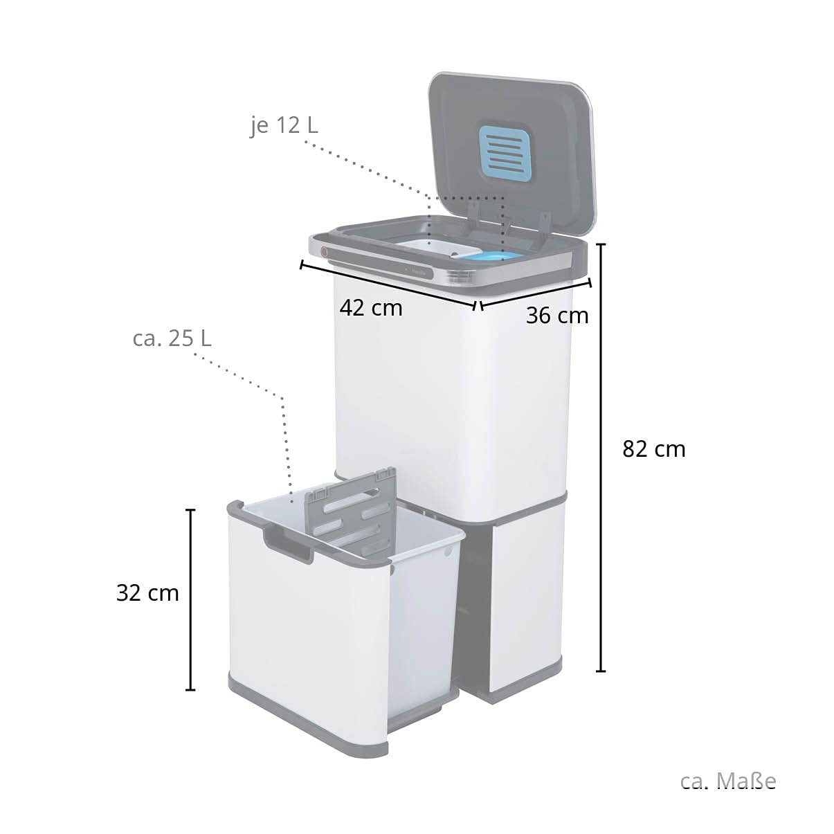 SVITA Sensor-Mülleimer 60L Aktivkohle- und Selbstreinigungs-Funktion Grau
