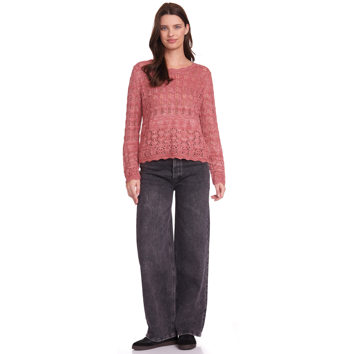 Gina Benotti Damen Strickpullover mit Effektgarn rostrot