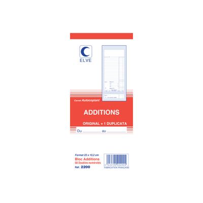 ELVE - 10 Blocs Addition - 50 dupli - 10 x 23,5 cm