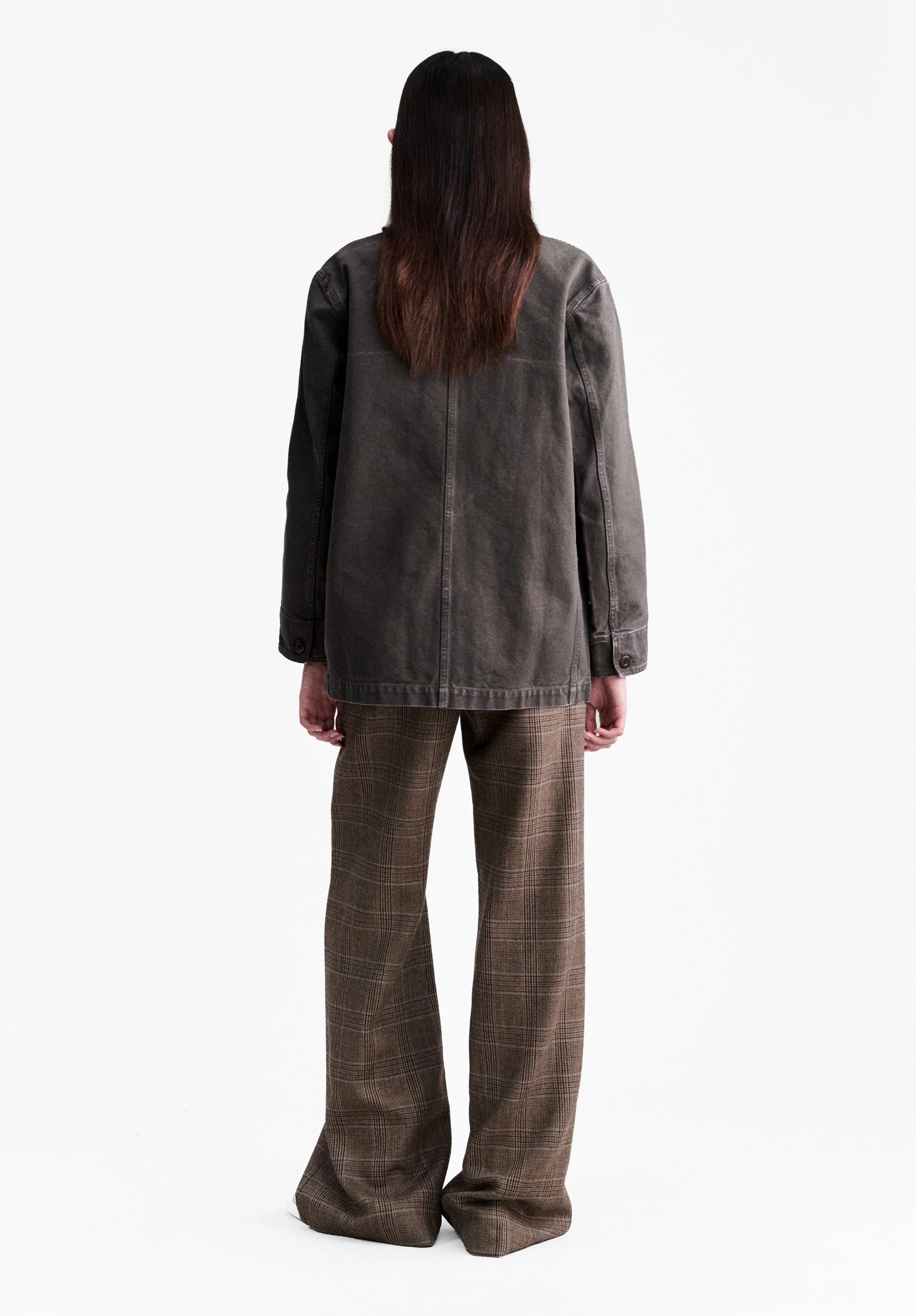 Pantalon à carreaux à jambe évasée - Marron