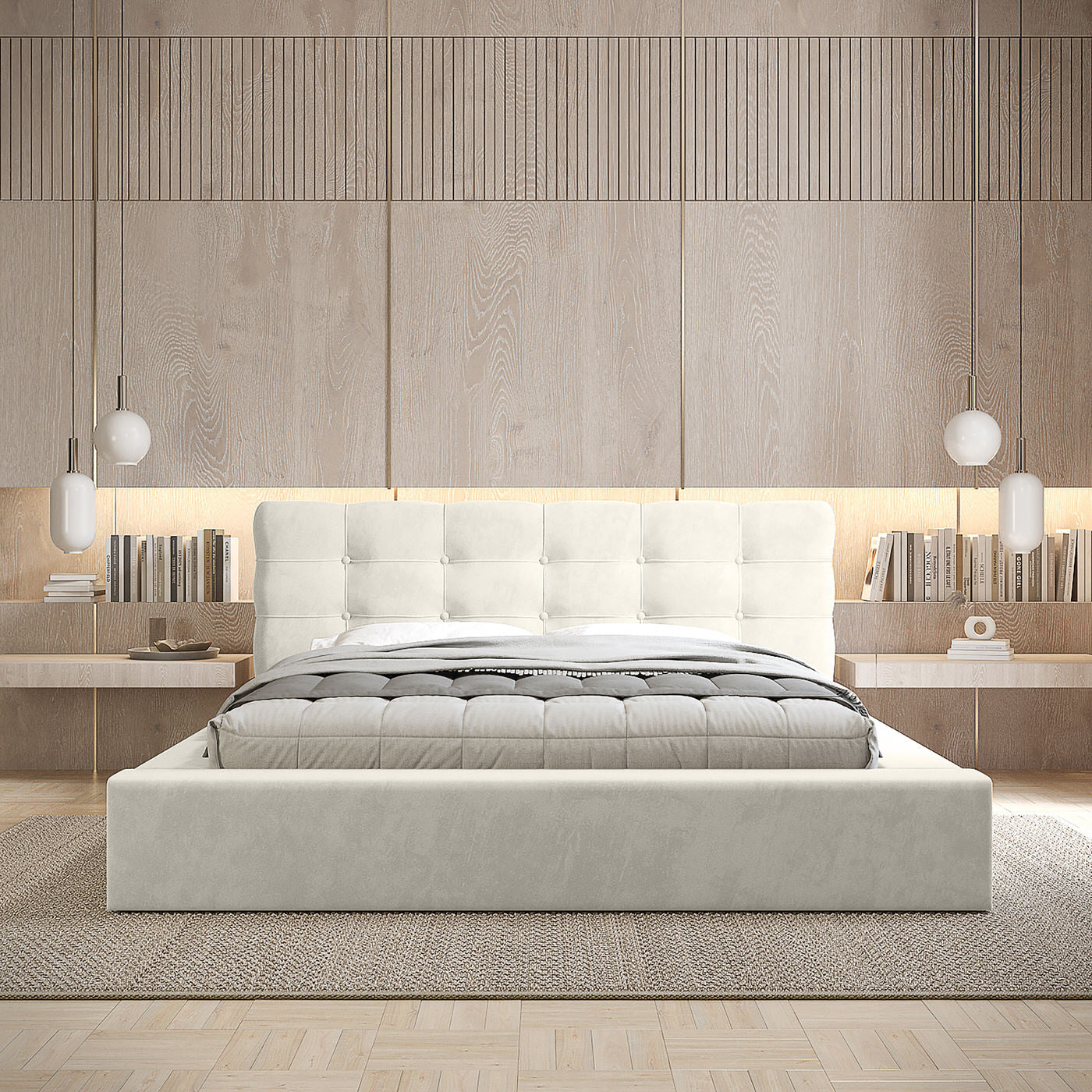 Trae Mobler Grace 180 x 200 cm Gestoffeerd Bed Lichtgrijs