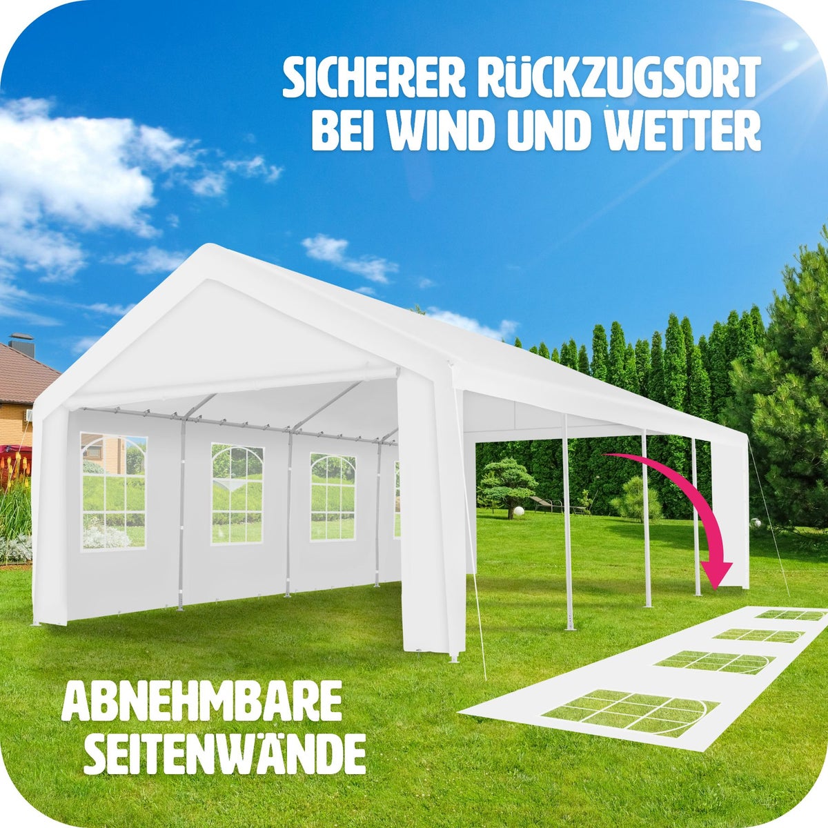 tectake Mammut partytent 8 x 4 m inclusief scheerlijnen en haringen