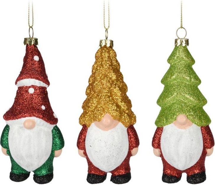 Home and Styling kersthanger gnome/dwerg/kabouter - kunststof - 12,5 cm