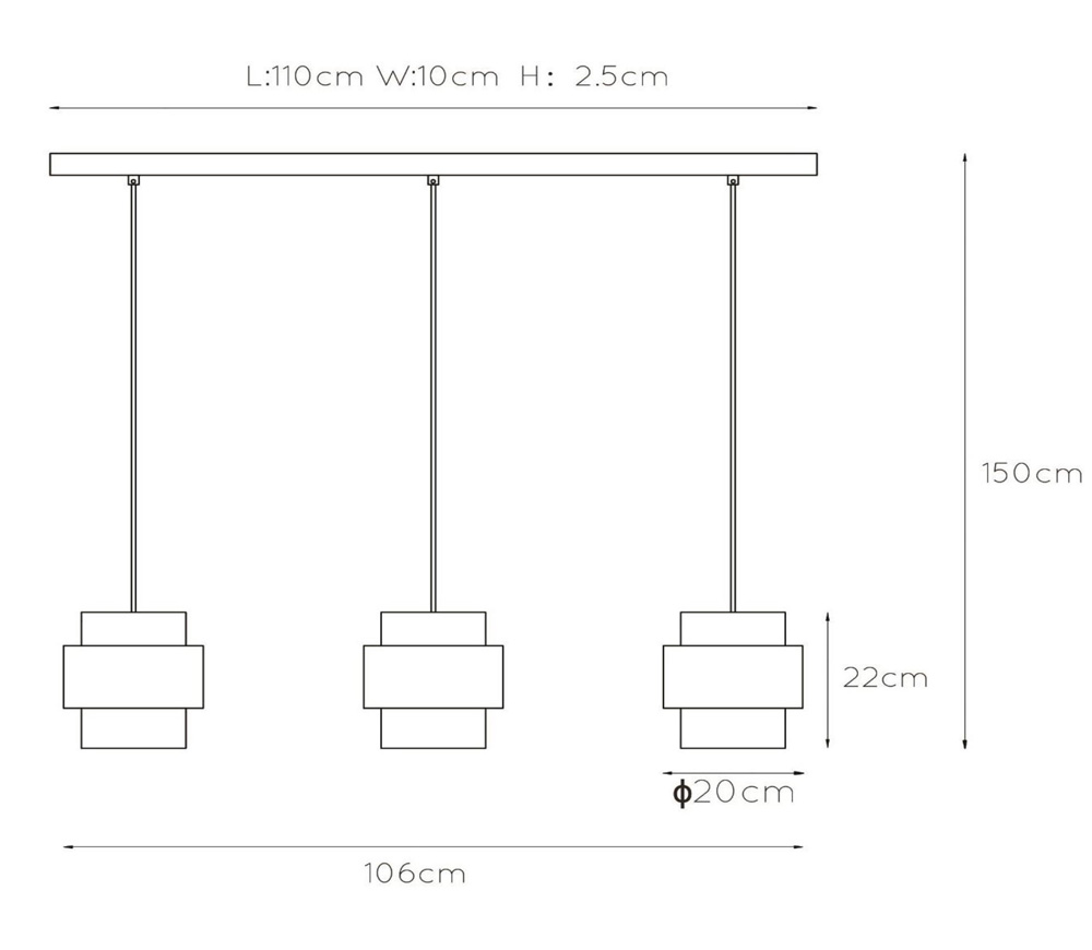 Lucide Firmin hanglamp 110cm 3x E27 goud mat