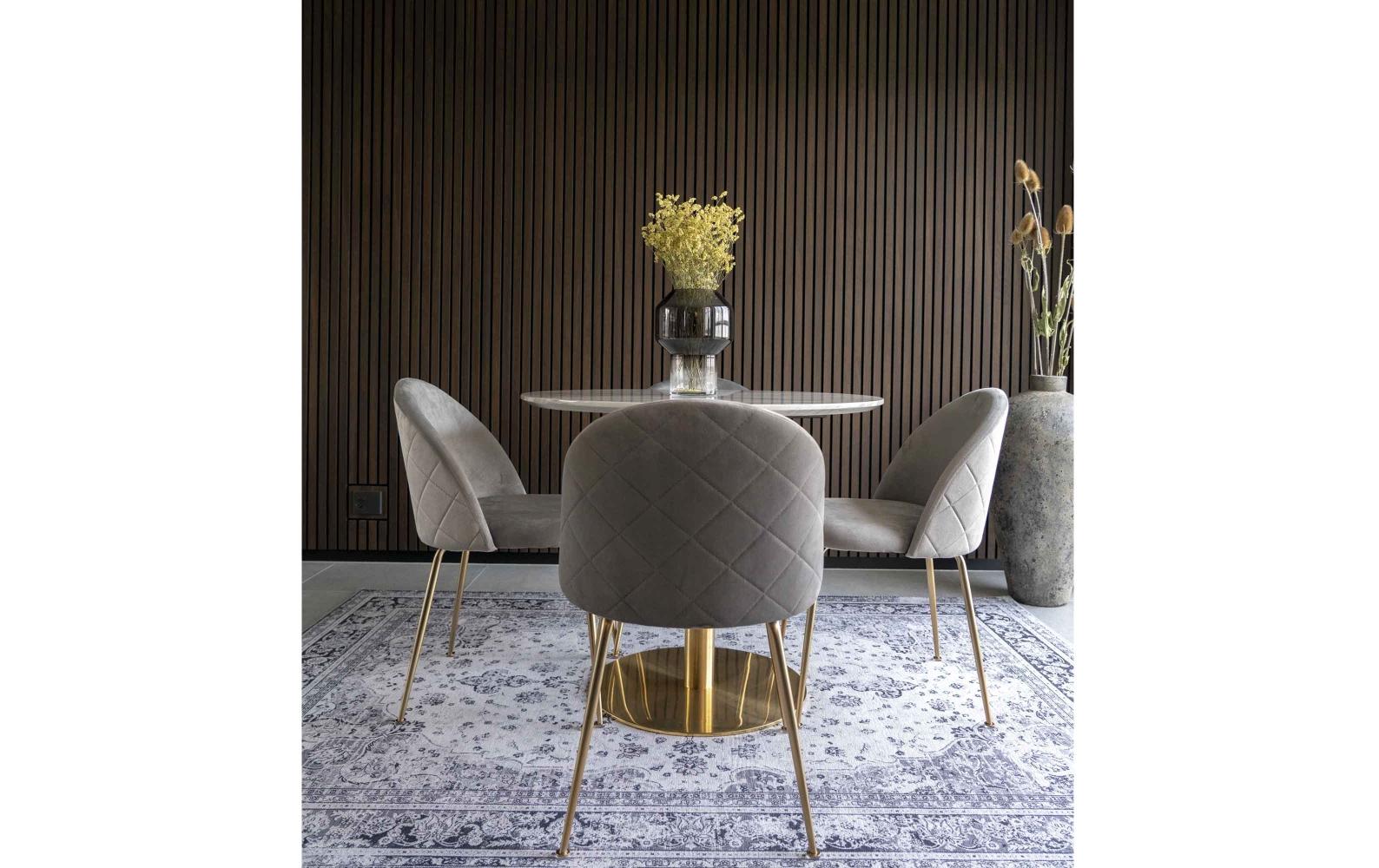 Stuhl Geneve 2 Stück, 78 x 52 cm, Gold/Grau<br>Elegante Esszimmerstühle mit gesteppter Rückseite