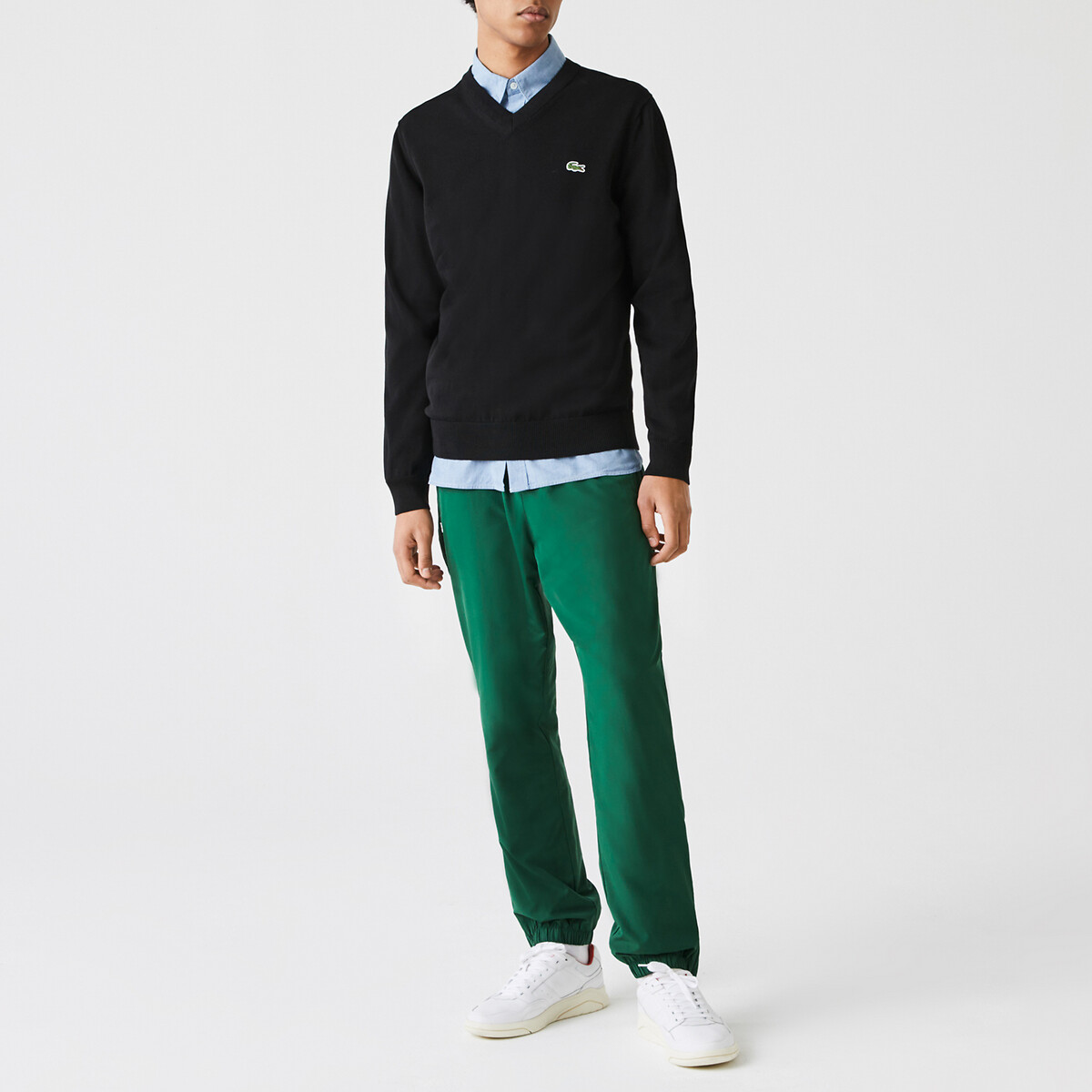Suéter LACOSTE com decote em V em algodão orgânico