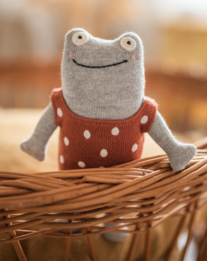 Stoffrassel FROSCH in grau/rot