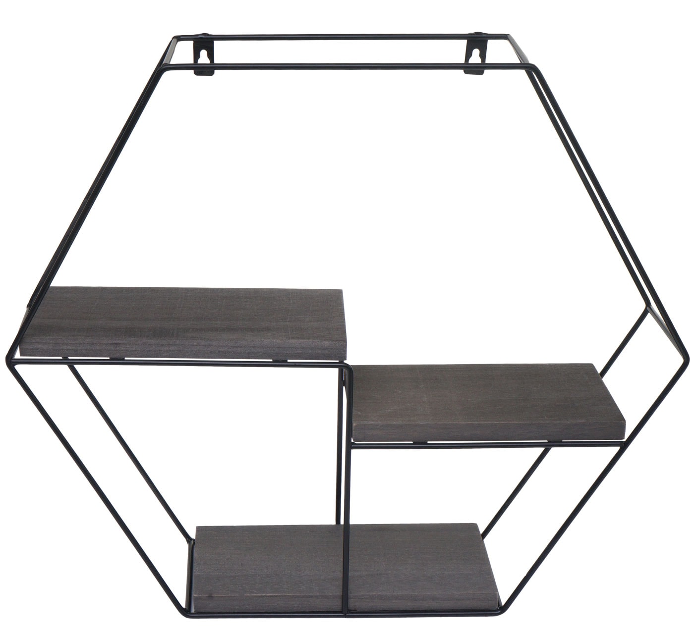 Wandregal MCW-K76, Hängeregal Schweberegal Regal, 3 Regalböden Metall Massiv-Holz Industrial 43x49x11cm ~ dunkelgrau