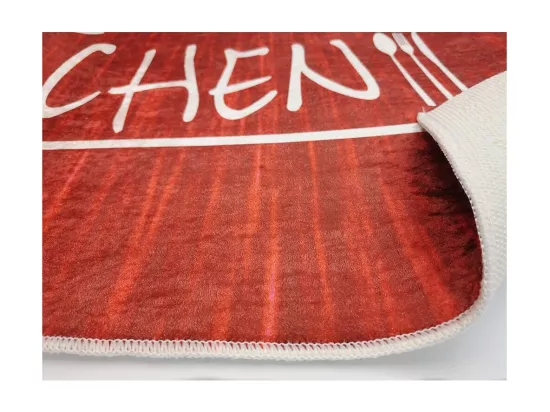 Tapis de cuisine 50x80 cm Polyester Kitchen Rouge