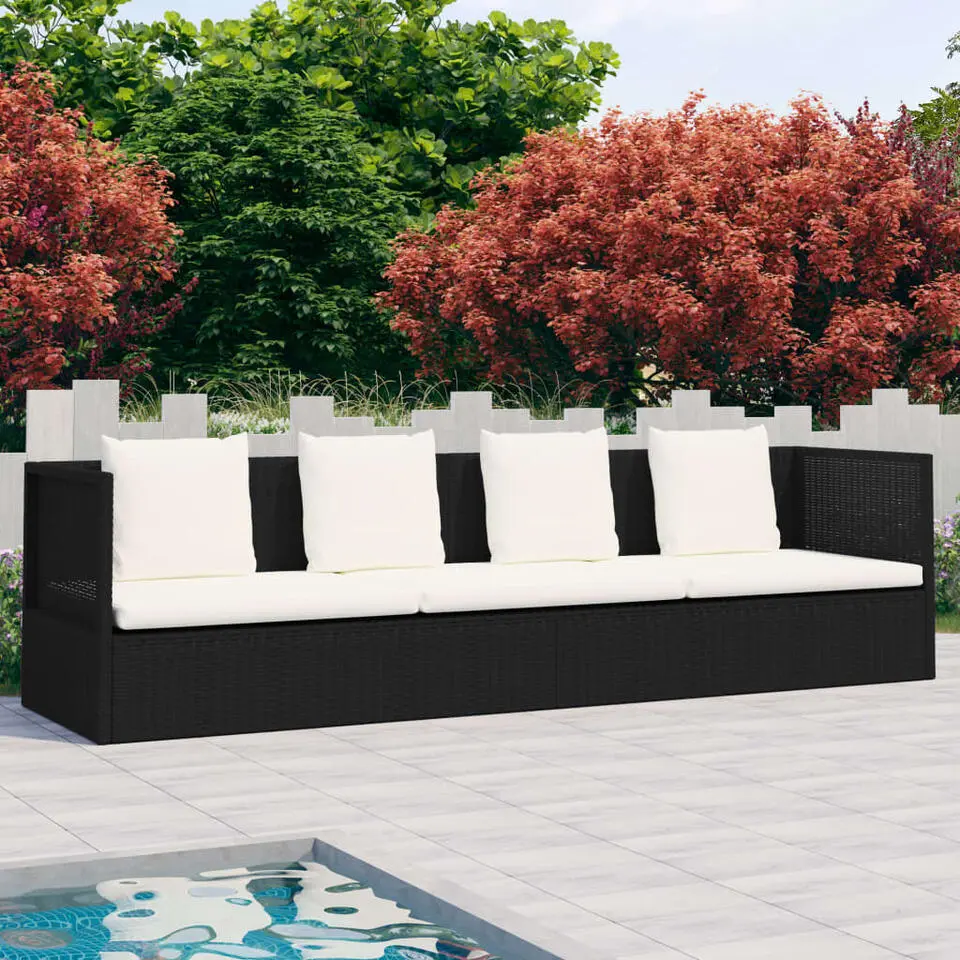 vidaXL - Loungebank - Zwart - Poly rattan