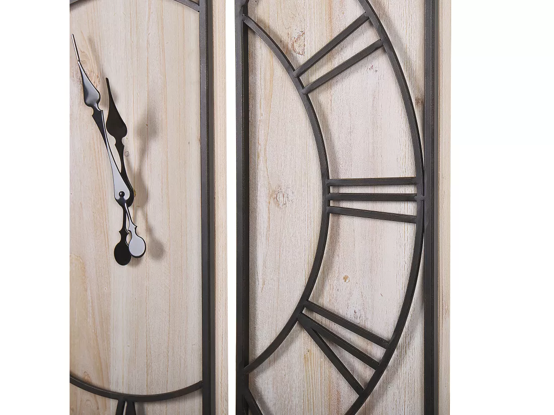 Horloge murale COATLAN 75 cm Bois Marron/noir