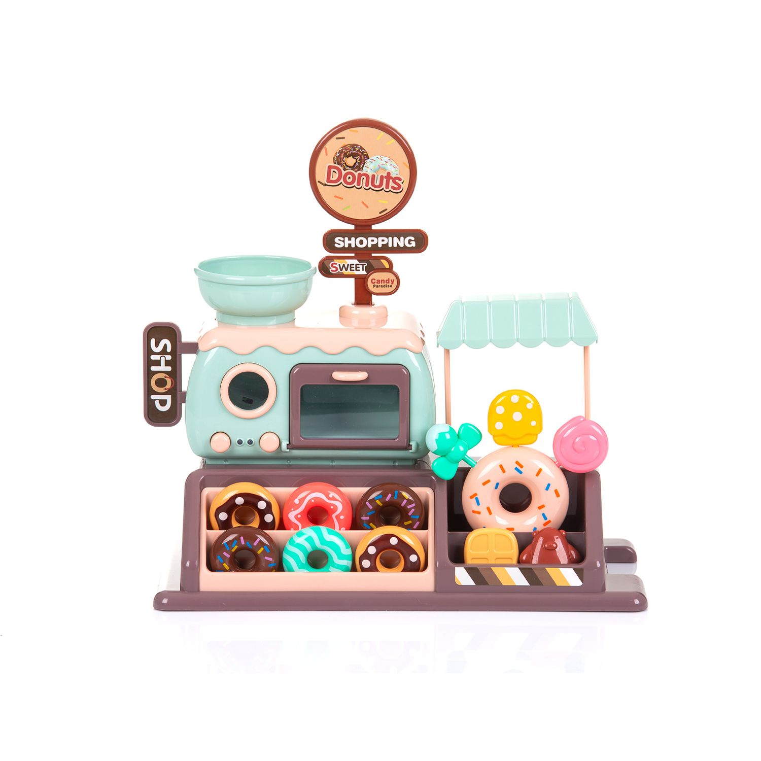 Chipolino Spielzeug Donut Shop 34-teilig Spielgeld Licht Kekse Donuts Lutscher braun