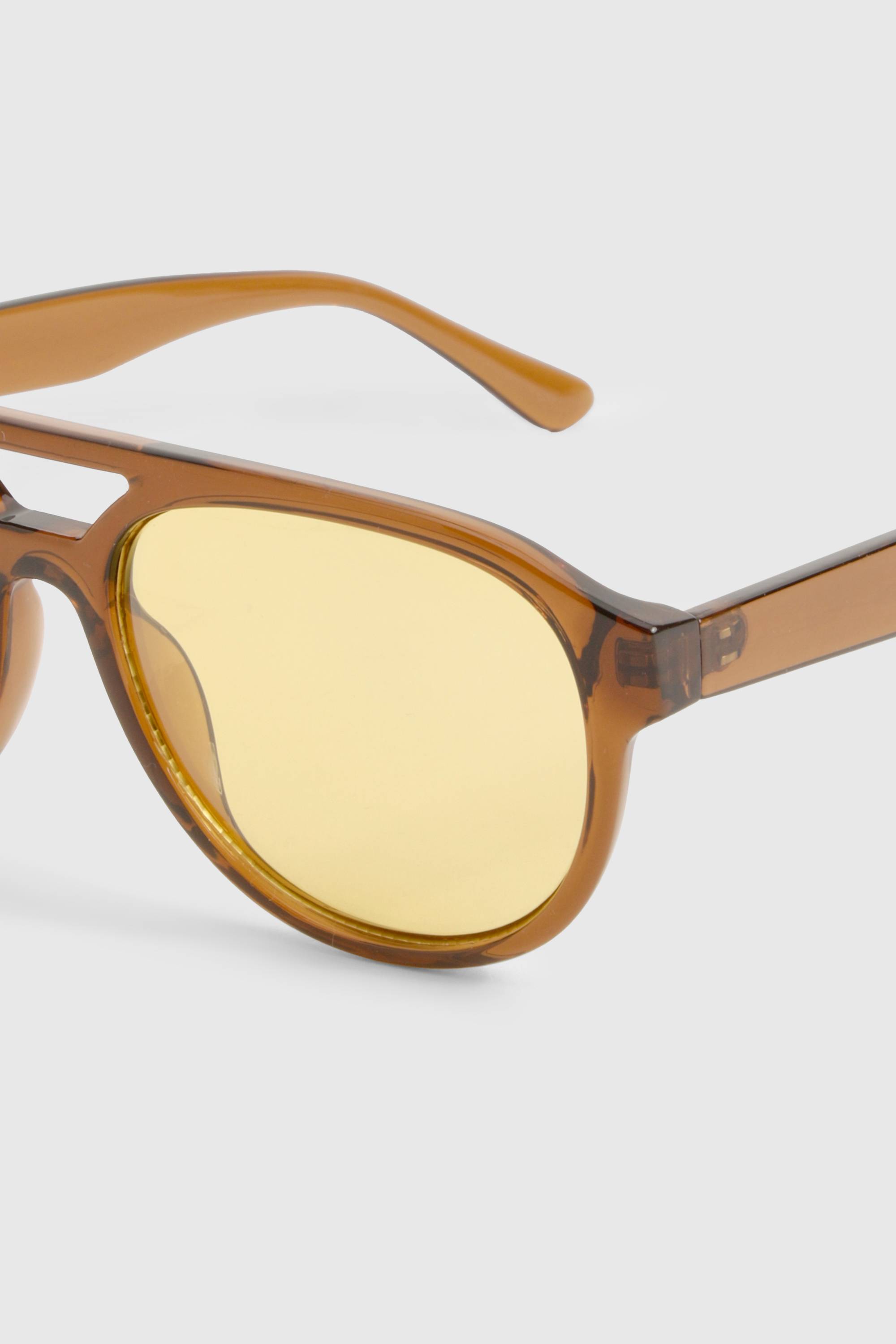 boohoo Lunettes de soleil aviateur rétro à verres orange