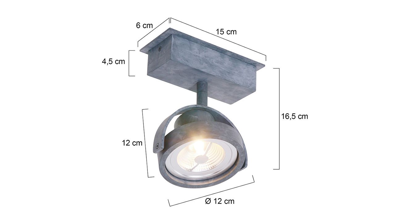 Plafondlamp 1450GR Lenox B6 x D12 cm