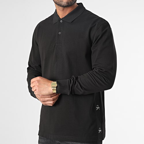 Polo Manches Longues Logo Jacquard 2450 Noir