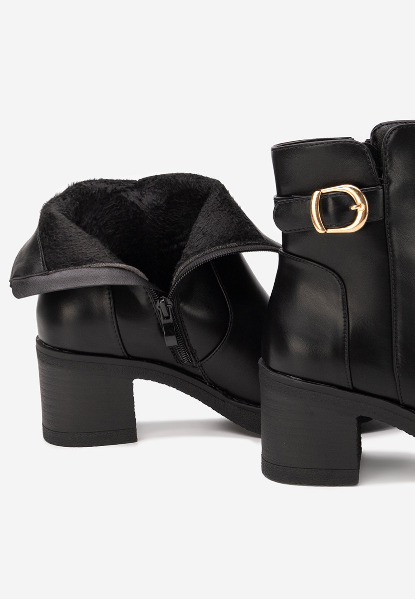 Bottines à gros talon noires Aidelia