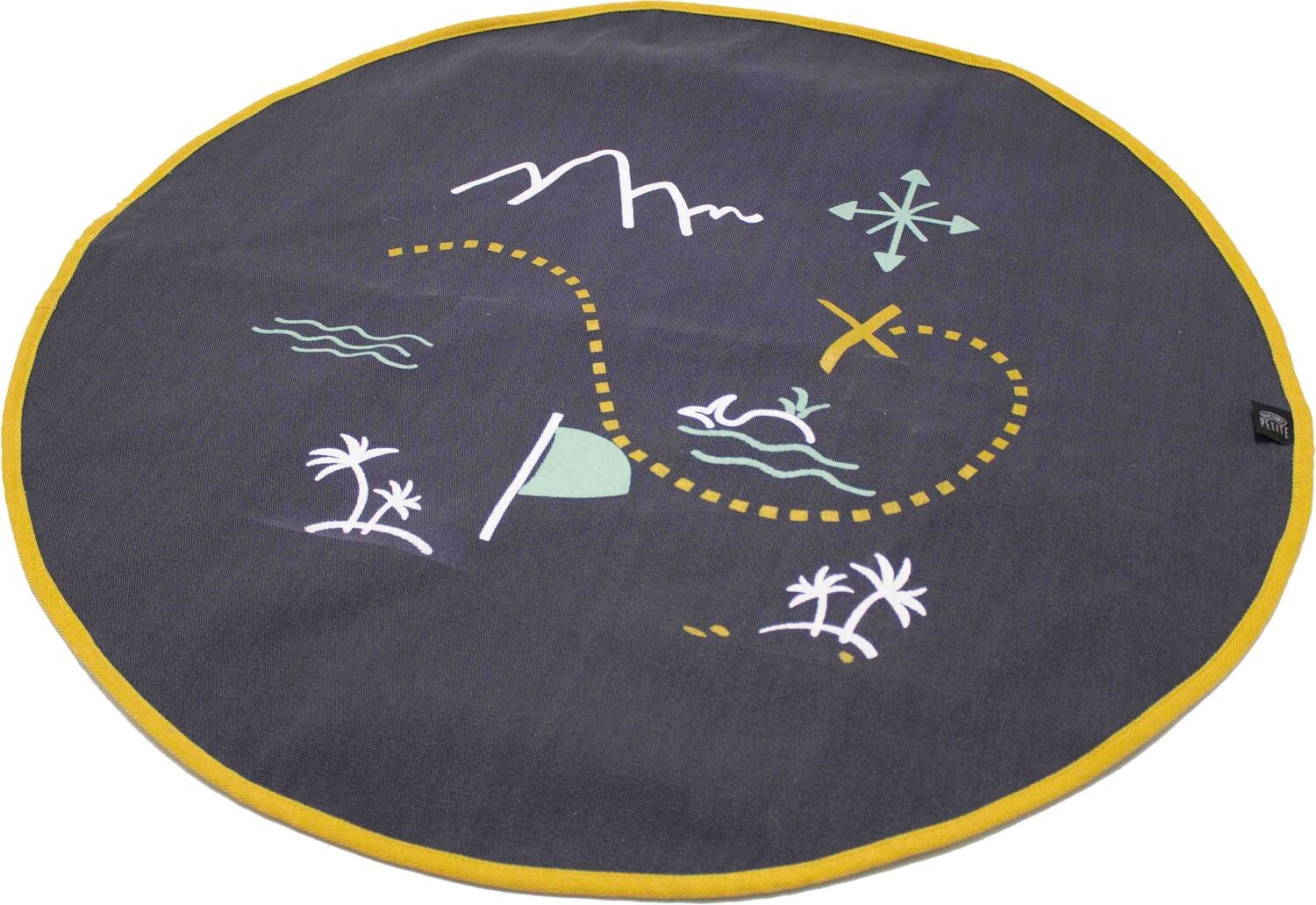 Factory Petite vloerkleed Mighty Ocean schatkaart blauw D 90 cm