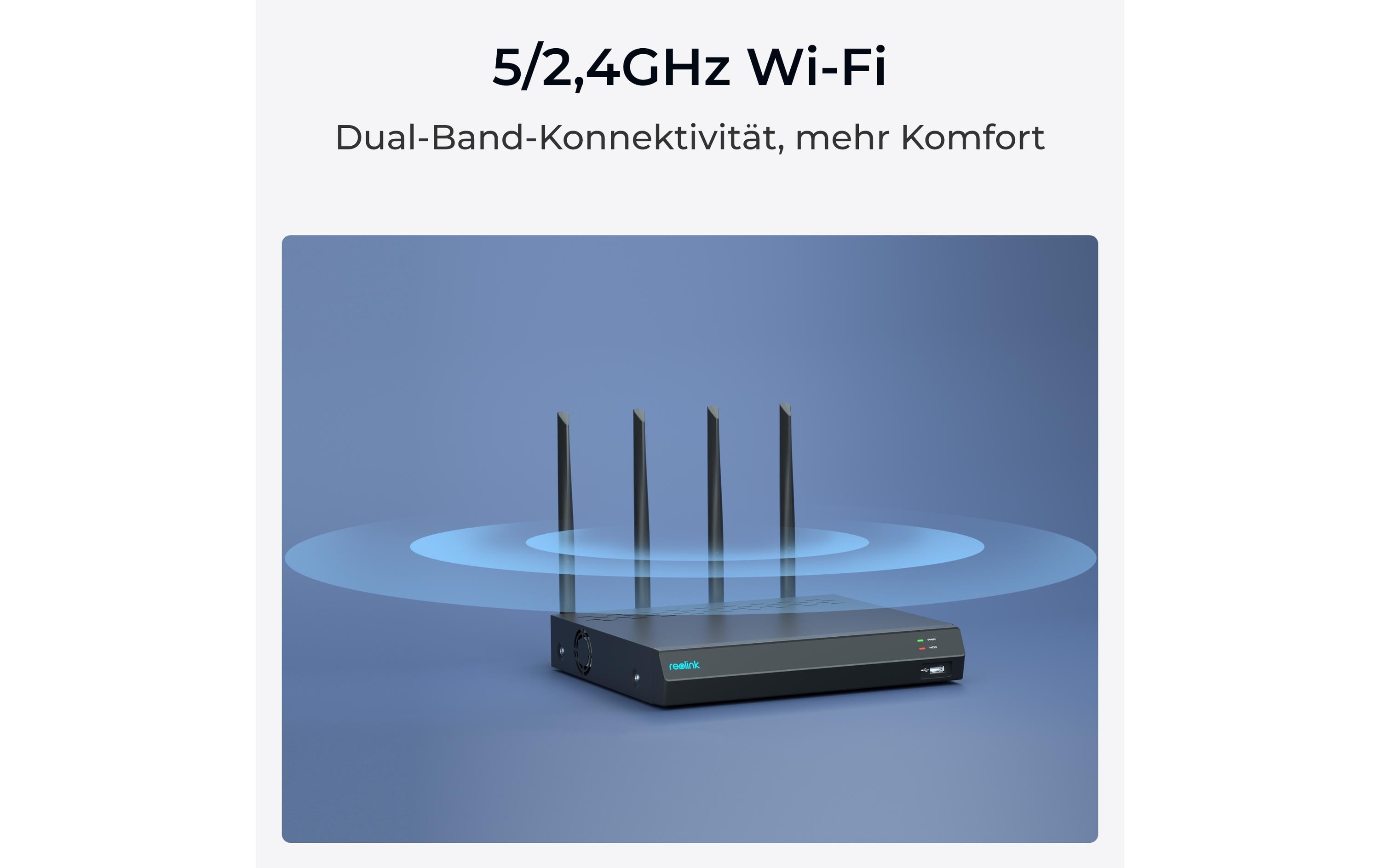 Netzwerkrekorder RLN12W 2 TB, 12 Kanal<br>12-Kanal Wi-Fi 6 NVR Recorder mit 2TB eigebauter HDD für 24/7 lokale Videoaufzeichnung