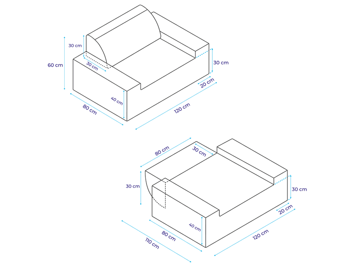 ARKO Individuele Modulaire Bank - 120x80cm Grijs