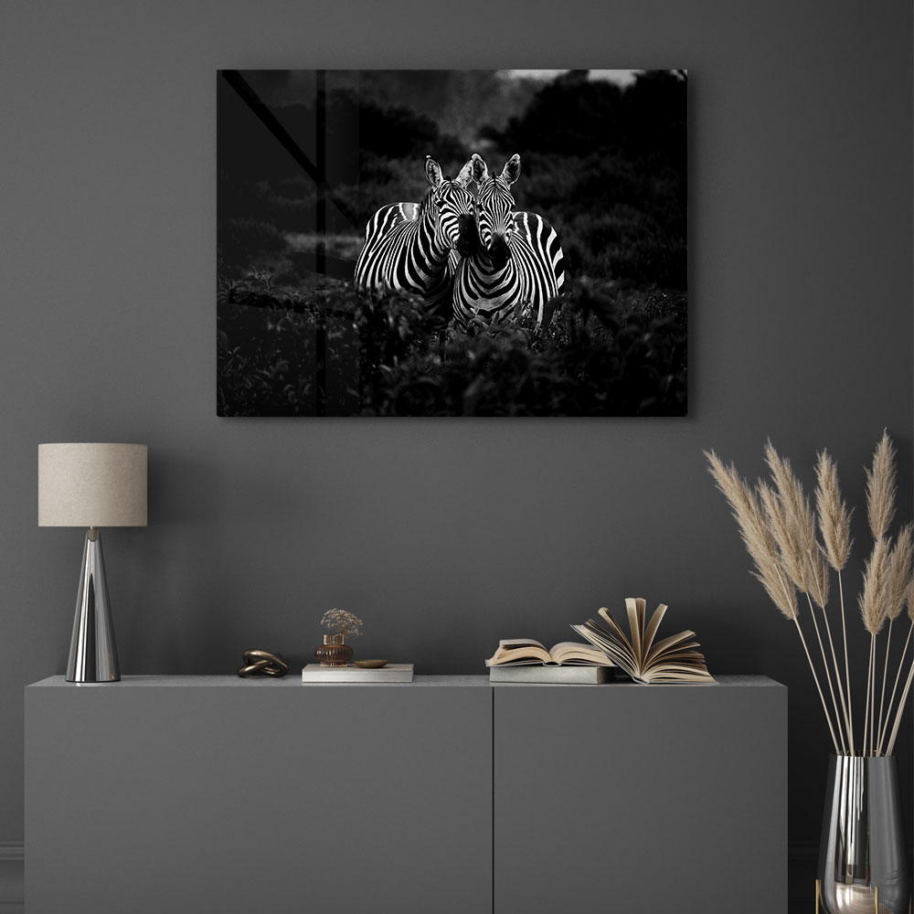 Walljar acrylglas schilderij - Two Zebras Nuzzling Acrylglas schilderij - 50 x 70 cm