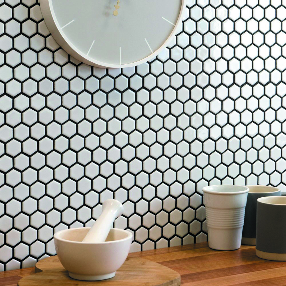 The Mosaic Factory Barcelona mini hexagon mozaïek tegels 26x30 extra wit