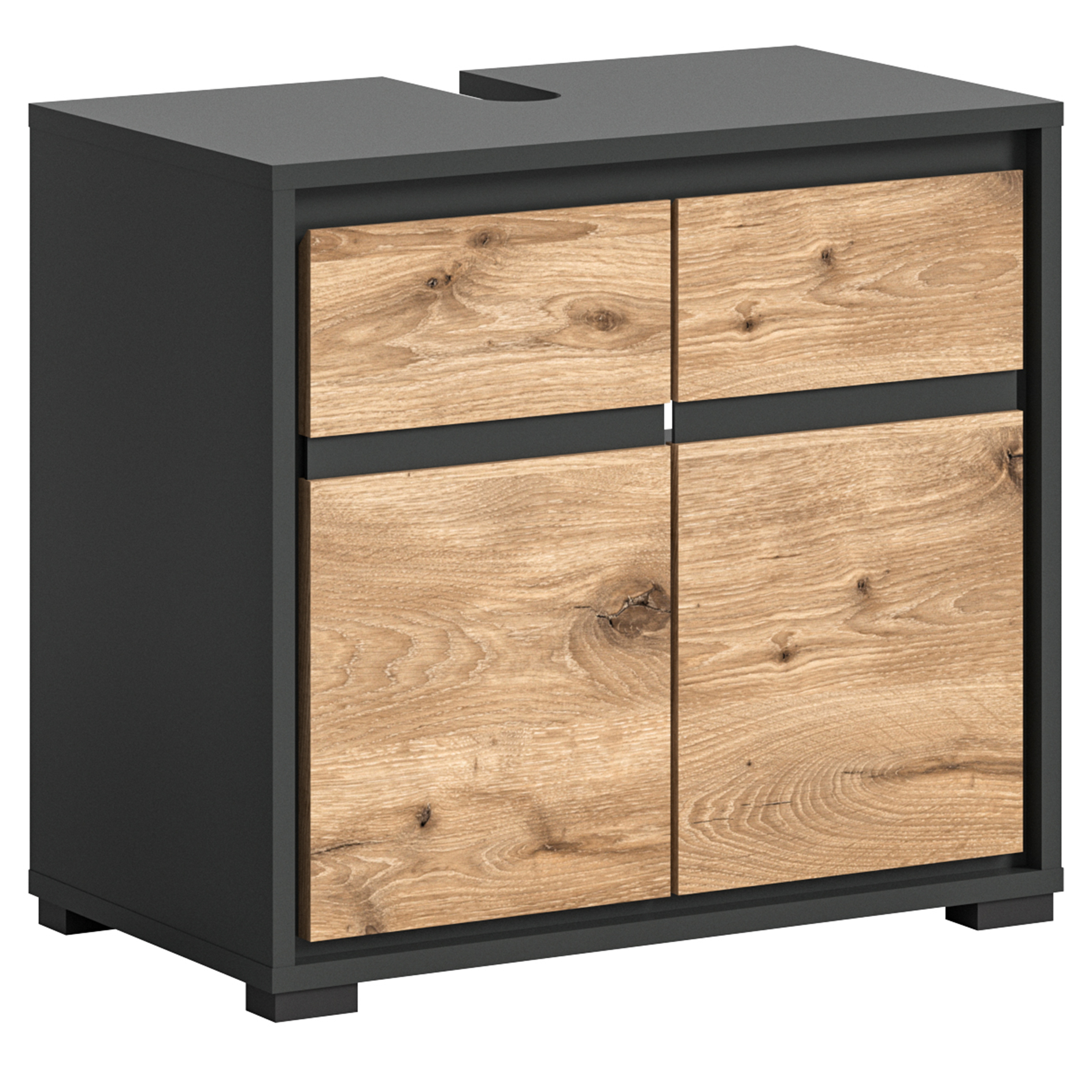 Waschtischschrank JARU - Nox Oak - anthrazit - 60 cm