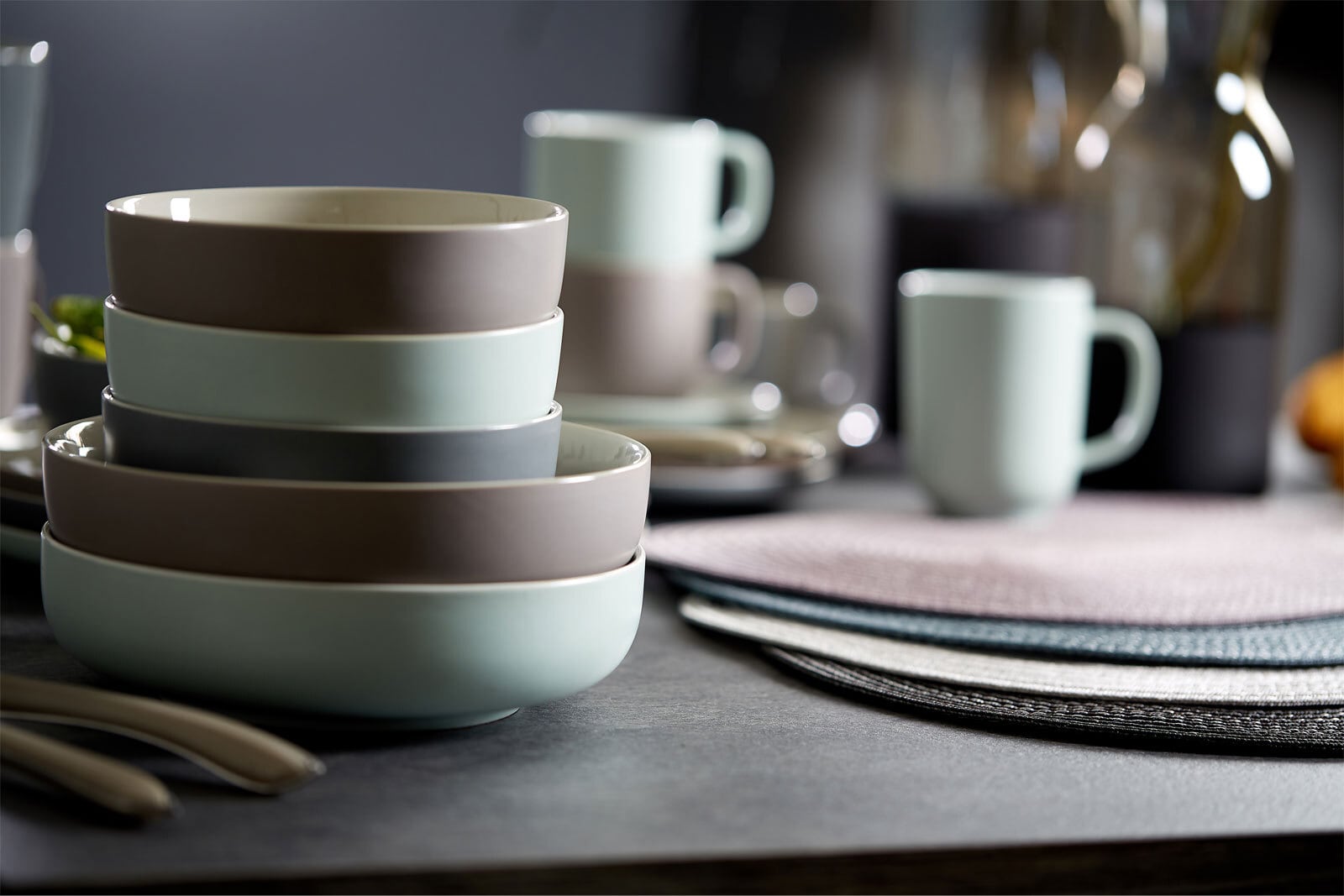 Ritzenhoff & Breker Pastaschale JASPER 4er Set grau/ weiß