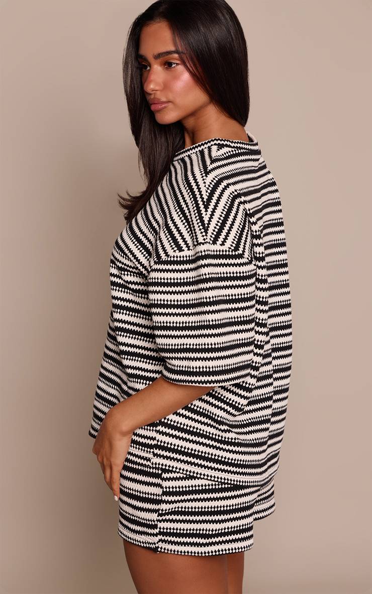 Monochrome T-shirt Boxy À Rayures En Maille Petite Co-ord