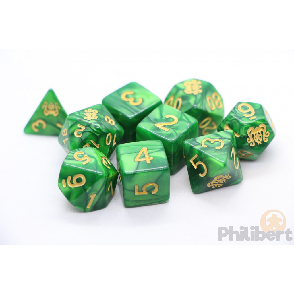 Set de 9 Dés JDR Elder Dice: The Brand of Cthulhu Dice (Drowned Green)