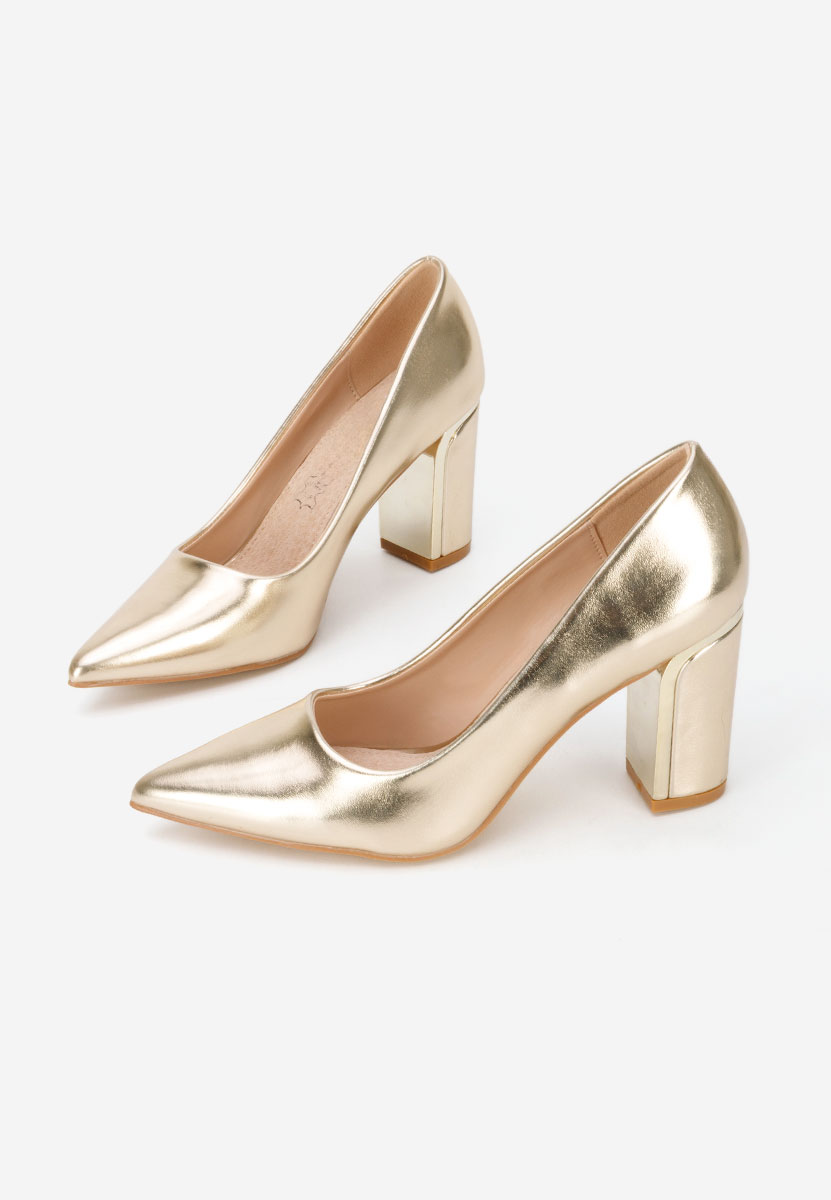 Chaussures à talon épais dorées Geoana
