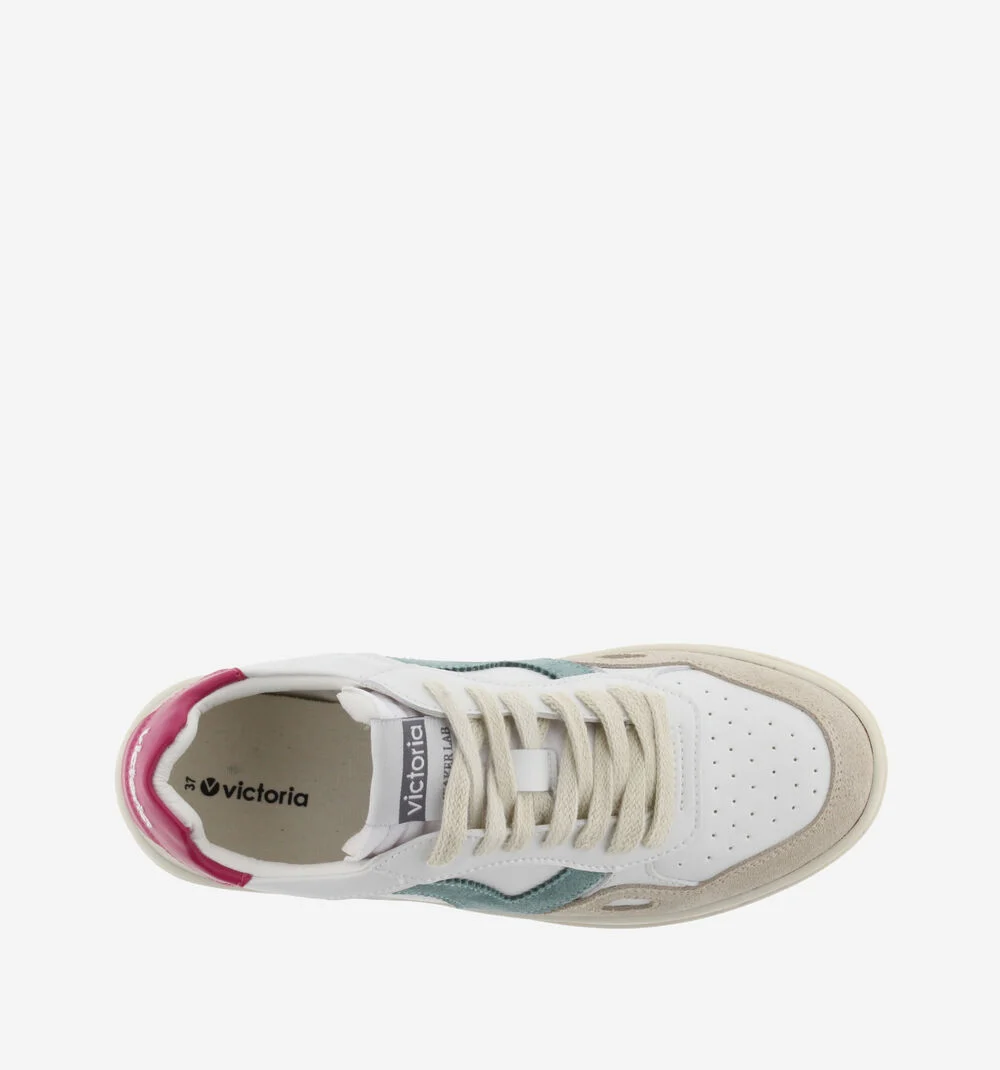 SEUL EFFET CUIR & CUIR FENDU Baskets unisexes semelles beiges FUCSIA