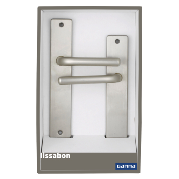 Gamma deurkruk set Lissabon recht blind schild RVS look messing