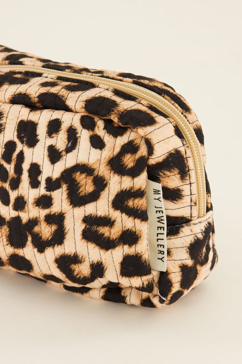 Beige toilettas met luipaard print