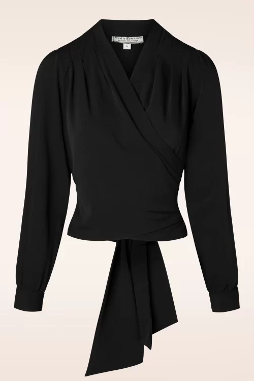 Rock N Romance Darla overslag blouse in zwart