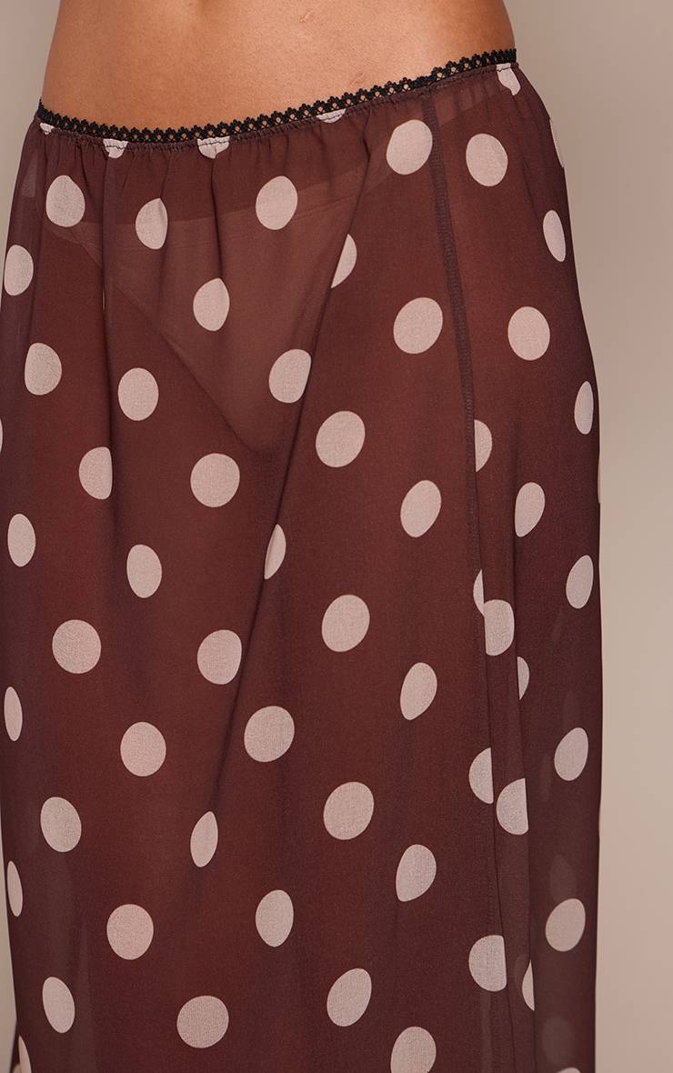 Chocolat Jupe Midi En Mousseline À Pois Pour Grandes Tailles